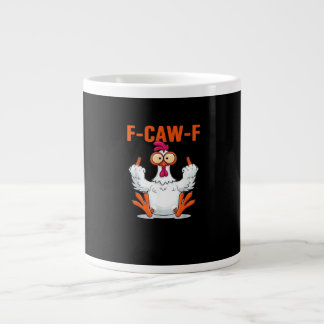 F Caw F Funny Chicken Humor Quote Vintage Style Grote Koffiekop