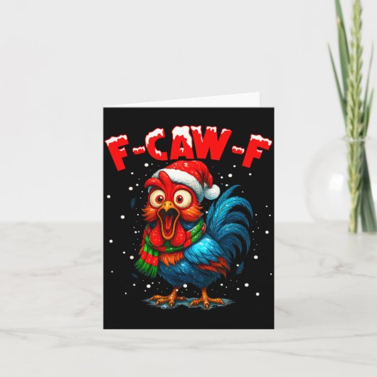 F-caw-f Funny Chicken Humor Rooster Meme Christmas Kaart (Voorkant)