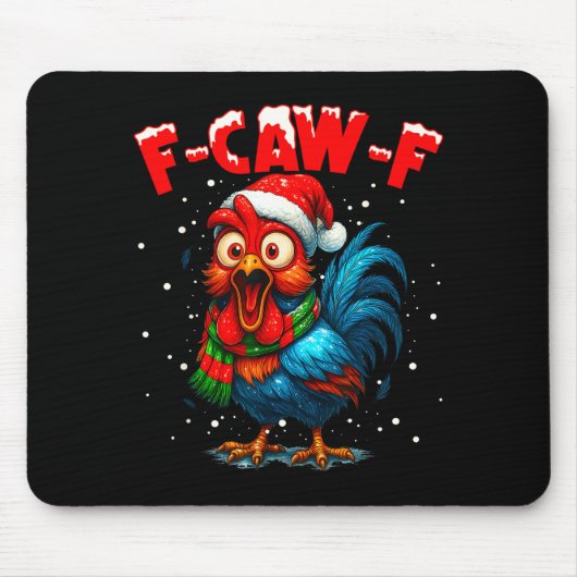 F-caw-f Funny Chicken Humor Rooster Meme Christmas Muismat (Voorkant)