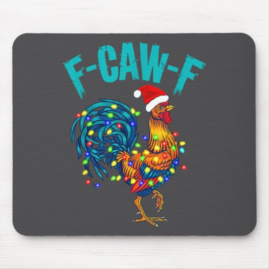 F-caw-f Funny Chicken Humor Rooster Meme Christmas Muismat (Voorkant)