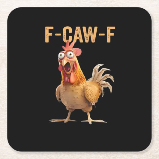 F Caw F Funny Chicken Humor Rooster Meme Classic Kartonnen Onderzetters (Voorkant)