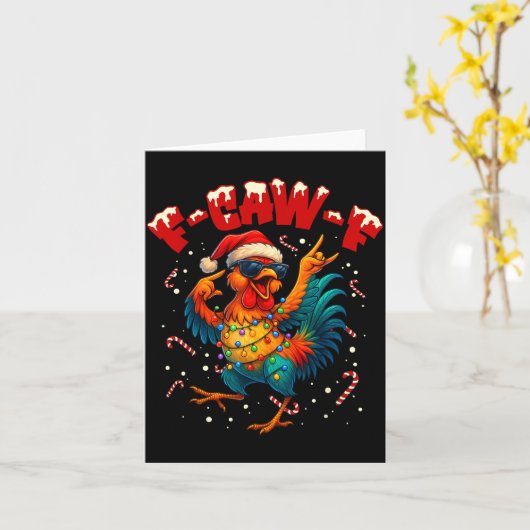 F-caw-f Funny Chicken Humor Rooster Meme Ugly Xmas Kaart (Gele Bloem)