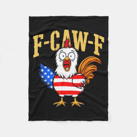 F-caw-f Funny Chicken Humor Usa Flag Quote Rooster Fleece Deken (Voorkant)