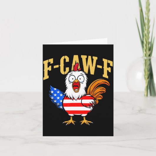F-caw-f Funny Chicken Humor Usa Flag Quote Rooster Kaart (Voorkant)