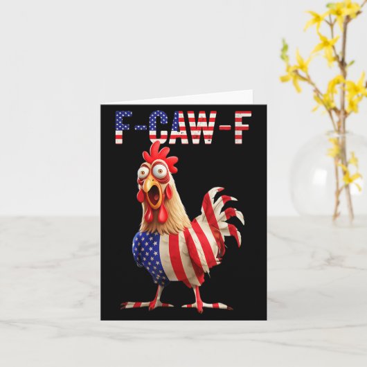 F-caw-f Funny Chicken Humor Usa Flag Quote Rooster Kaart (Gele Bloem)