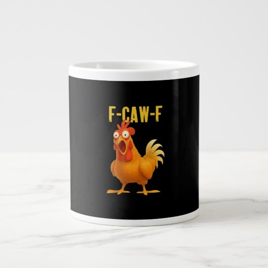 F Caw F Funny Chicken Meme Trendy Modern Style Grote Koffiekop (Voorkant)