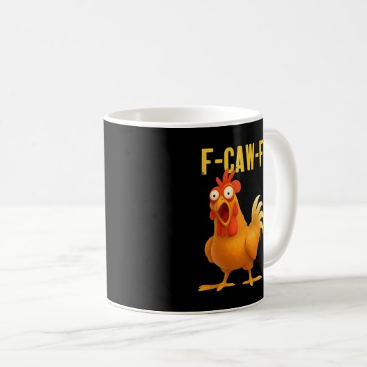 F Caw F Funny Chicken Meme Trendy Modern Style Koffiemok (Voorkant rechts)