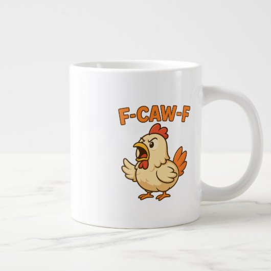 F-CAW-F Funny Chicken | Quote Rooster Meme T-shirt Grote Koffiekop (Rechts)