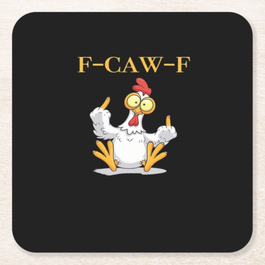F-Caw-F Funny Chicken Retro Classic Kartonnen Onderzetters (Voorkant)