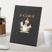 F-Caw-F Funny Chicken Retro Classic Reclamebord Met Voetstuk (Insitu)