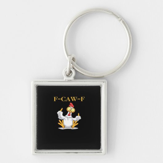 F-Caw-F Funny Chicken Retro Classic Sleutelhanger (Voorkant)