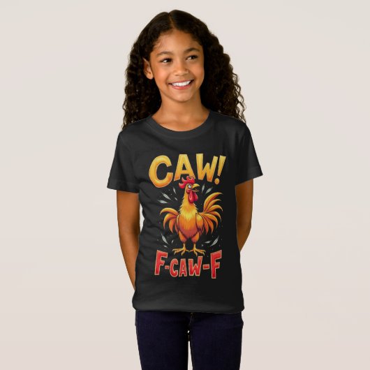 F-CAW-F Funny Chicken Rooster Grafisch Ontwerp T-shirt (Voorkant volledig)