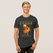 F-Caw-F Funny Chicken Rooster Meme Ugly Christmas Tri-Blend Shirt (Voorkant volledig)
