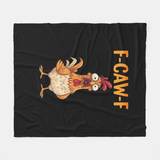 F-Caw-F Funny Chicken Saying Rooster Meme Sarcasti Fleece Deken (Voorkant (Horizontaal))