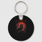 F-Caw-F Funny Crow Blood Moon Gothic Adult Humor Sleutelhanger (Voorkant)