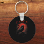 F-Caw-F Funny Crow Blood Moon Gothic Adult Humor Sleutelhanger (Voorkant)