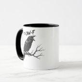 F-Caw-F Funny crow Humor F-Caw-F Quote Rooster  Mok (Voorkant links)