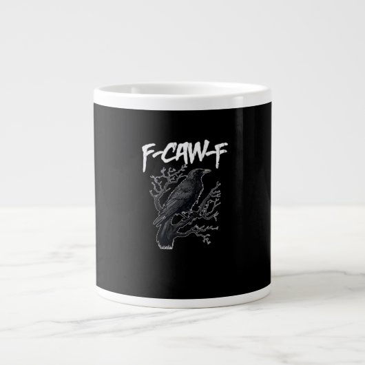 F-Caw-F Funny Crow Minimal Clean Grote Koffiekop (Voorkant)