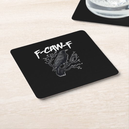 F-Caw-F Funny Crow Minimal Clean Kartonnen Onderzetters (Schuin)