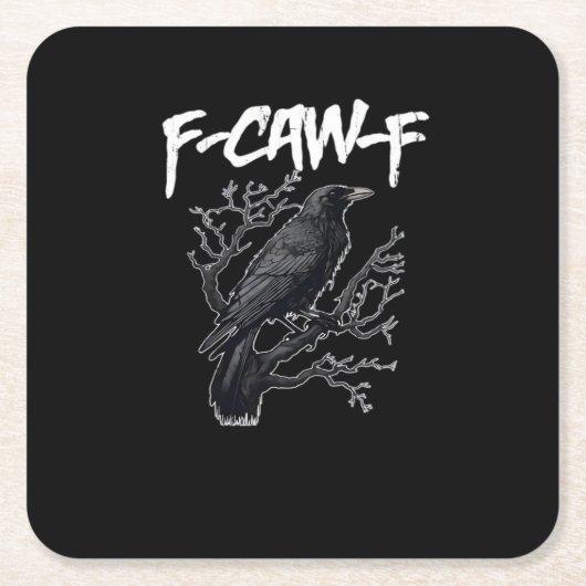 F-Caw-F Funny Crow Minimal Clean Kartonnen Onderzetters (Voorkant)