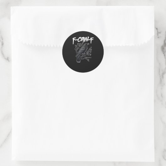 F-Caw-F Funny Crow Minimal Clean Ronde Sticker (Tas)