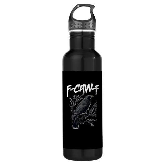 F-Caw-F Funny Crow Minimal Clean Waterfles (Voorkant)