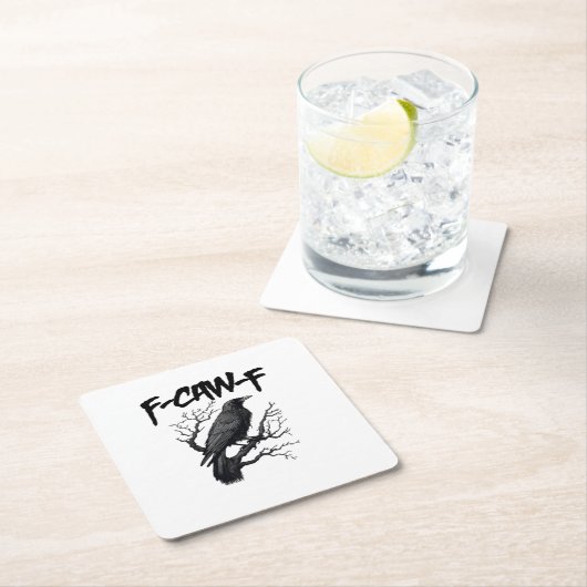 F Caw F Funny Crow Support Your Murder Graphic Kartonnen Onderzetters (Insitu)