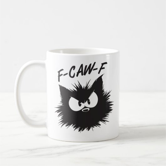 "F-CAW-F" Funny Grumpy Cat Mug Koffiemok (Links)