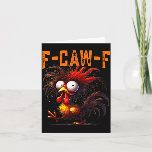 F-caw-f Funny Idea For Work Humor Rooster Coffee  Kaart (Voorkant)