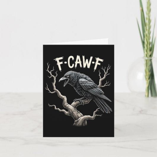 F-caw-f Funny Raven Crow Gothic Bird Pun Kaart (Voorkant)