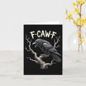 F-caw-f Funny Raven Crow Gothic Bird Pun Kaart (Gele Bloem)