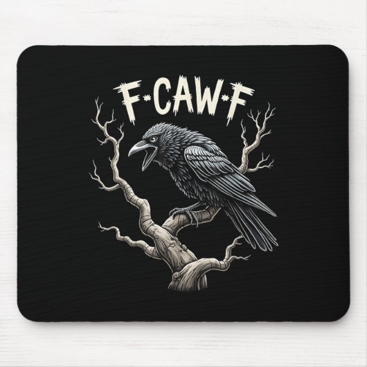 F-caw-f Funny Raven Crow Gothic Bird Pun Muismat (Voorkant)