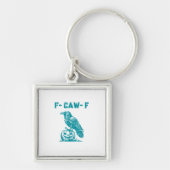 F-Caw-F Funny Raven Gothic Crow Retro Classic Sleutelhanger (Voorkant)