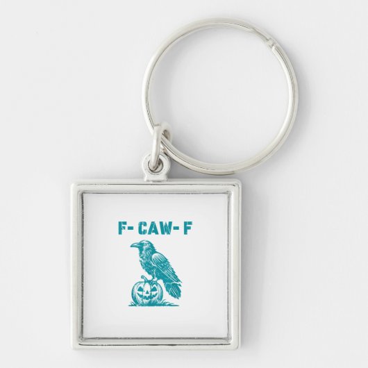F-Caw-F Funny Raven Gothic Crow Retro Classic Sleutelhanger (Voorkant)