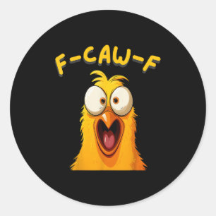 F-caw-f Funny Rooster Chicken Boerderij Fcawf Anim Ronde Sticker