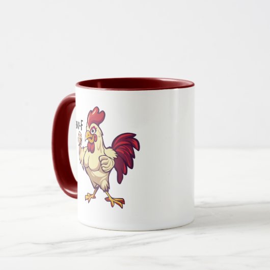 F-Caw-F Funny Rooster Flex Your Feathers Mug Mok (Voorkant links)