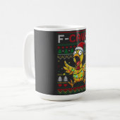F-CAW-F Funny Screaming Chicken Ugly Christmas Koffiemok (Voorkant links)