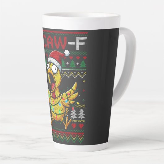 F-CAW-F Funny Screaming Chicken Ugly Christmas Latte Mok (Rechterhoek)
