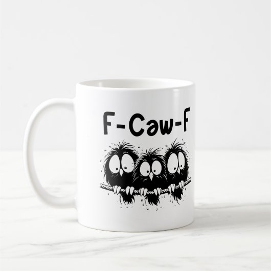 "F-Caw-F" Funny Startled Birds Mug Koffiemok (Links)