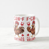 F-caw-F Funny Valentine Mug | Chicken Love Pun  Koffiemok (Voorkant rechts)
