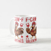 F-caw-F Funny Valentine Mug | Chicken Love Pun  Koffiemok (Voorkant links)