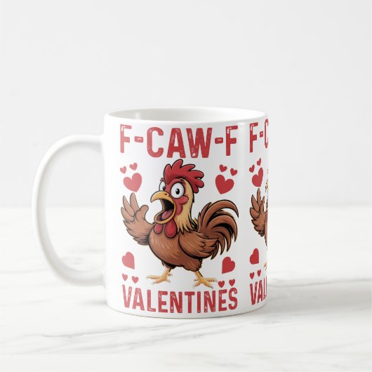 F-caw-F Funny Valentine Mug | Chicken Love Pun  Koffiemok (Links)