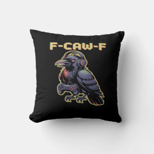 F-Caw-F Gaming Raaf Met Koptelefoon - Edgy Stream Kussen