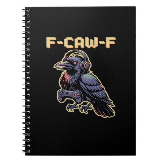 F-Caw-F Gaming Raven With Headphones - Edgy Stream Notitieboek (Voorkant)
