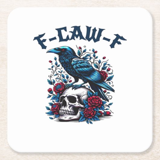F-Caw-F Gothic Crow Raven Skull Classic Kartonnen Onderzetters (Voorkant)