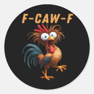 F-Caw-F Gotische Kraai Humor Grappig Vintage Stijl Ronde Sticker