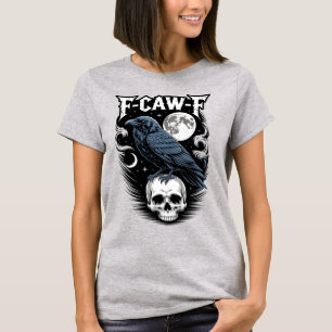 F CAW F Gotische Kraai Met Schedel En Maan T-shirt