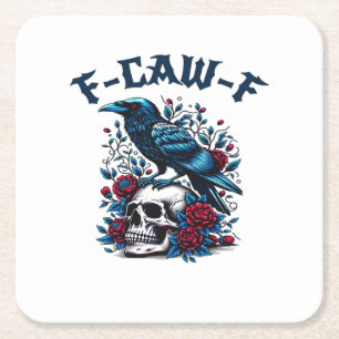 F-Caw-F Gotische Kraai Raven Schedel Klassieker Kartonnen Onderzetters