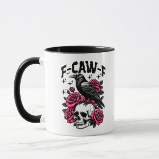 "F-CAW-F" Gotische Kraaienschedel & Roze Rozen Mok