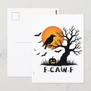 F-Caw-F Graphic voor Halloween Art en Crow Lover Briefkaart